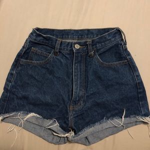 brandy melville dark wash denim shorts